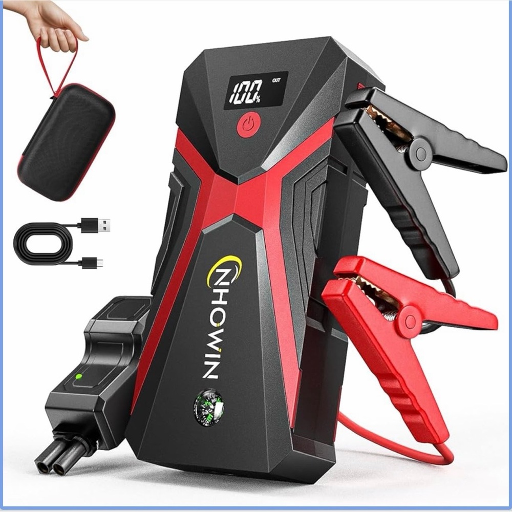 Portable Car Jump Starter - Black and Red